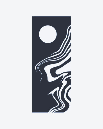 Moon Flow semi-permanent tattoo design by INKY – Moon, Circle, Lines, Pattern illustration, 2 x 4 in (6x10 cm), available at inkytatt.com