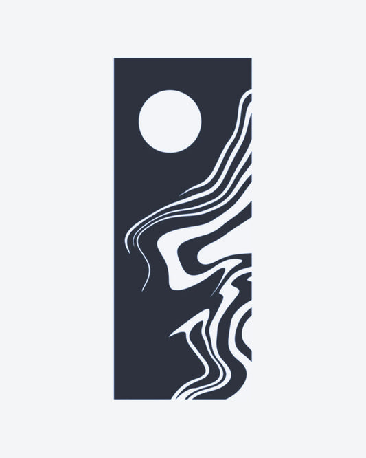 Moon Flow semi-permanent tattoo design by INKY – Moon, Circle, Lines, Pattern illustration, 2 x 4 in (6x10 cm), available at inkytatt.com