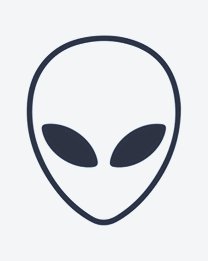 Alien Head semi-permanent tattoo design by INKY – Eye, Silhouette illustration, 0.5 x 0.5 in (1x1 cm), available at inkytatt.com