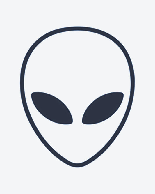 Alien Head semi-permanent tattoo design by INKY – Eye, Silhouette illustration, 0.5 x 0.5 in (1x1 cm), available at inkytatt.com