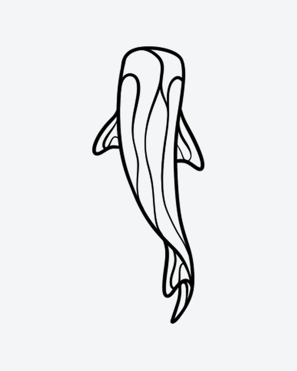 Fish Flow semi-permanent tattoo design by INKY – Fine Line, Fish, Lines, Water, Ocean illustration, 2 x 2 in (4x4 cm), available at inkytatt.com