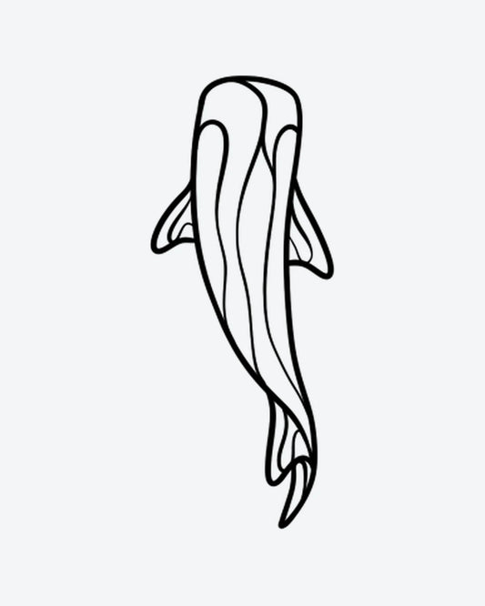 Fish Flow semi-permanent tattoo design by INKY – Fine Line, Fish, Lines, Water, Ocean illustration, 2 x 2 in (4x4 cm), available at inkytatt.com