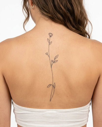 INKY Stem semi-permanent tattoo applied on a woman – 4 x 8 in (11x20 cm) design, realistic ink look, lasts 10 days