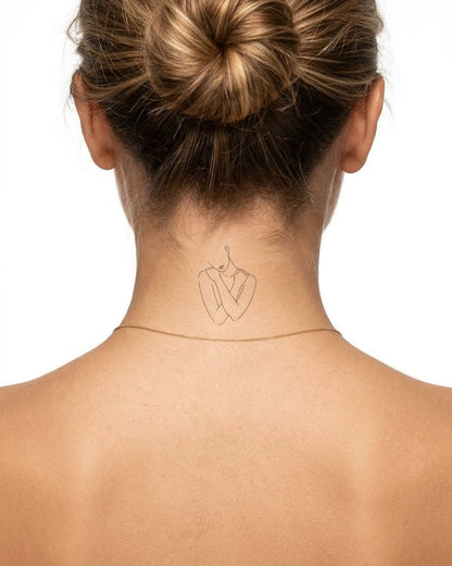 INKY Self Love 2 semi-permanent tattoo applied on a woman – 2 x 2 in (4x4 cm) design, realistic ink look, lasts 10 days