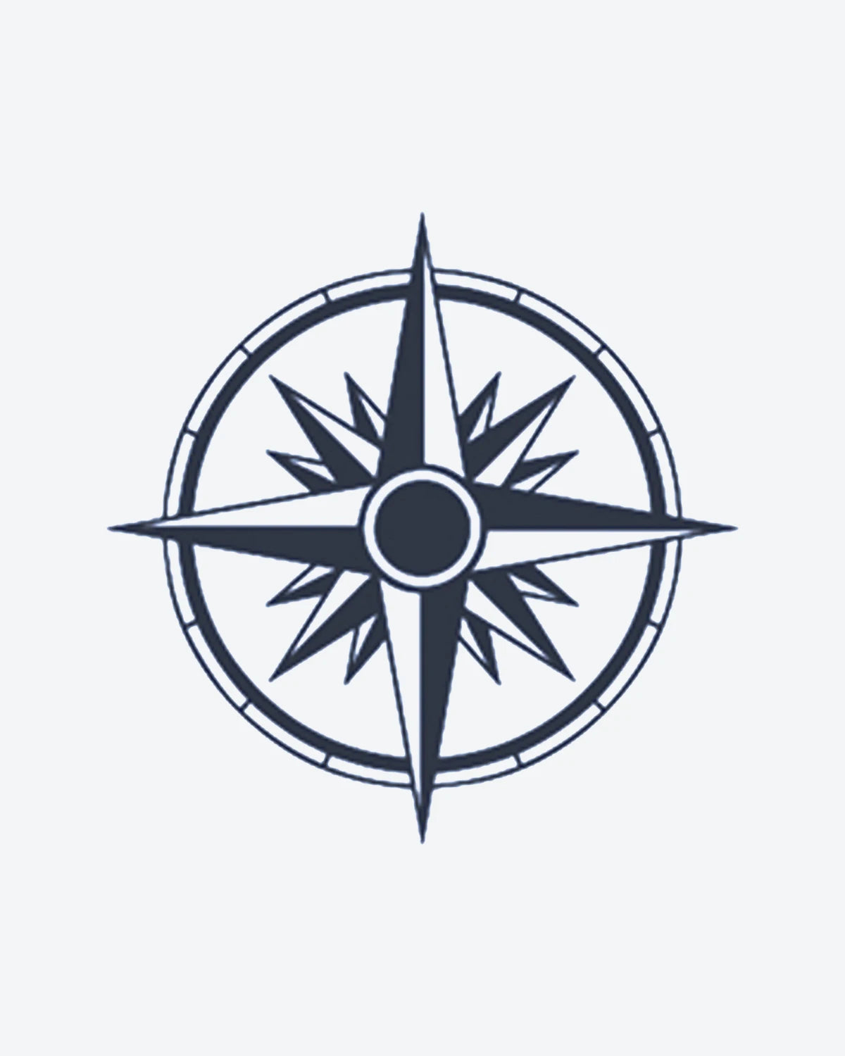 Compass Rose 2 semi-permanent tattoo design by INKY – Rose, Star, Compass, Geometric illustration, 0.5 x 0.5 in (1x1 cm), available at inkytatt.com