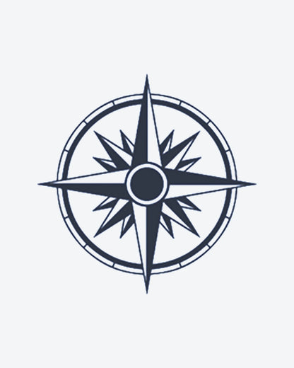 Compass Rose 2 semi-permanent tattoo design by INKY – Rose, Star, Compass, Geometric illustration, 0.5 x 0.5 in (1x1 cm), available at inkytatt.com