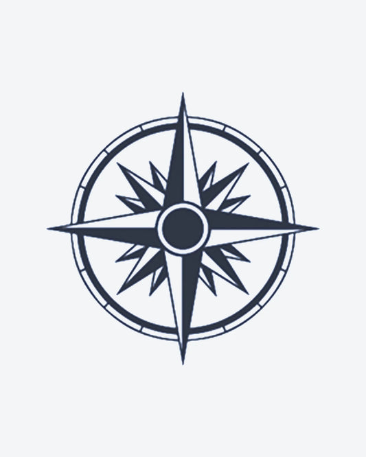 Compass Rose 2 semi-permanent tattoo design by INKY – Rose, Star, Compass, Geometric illustration, 0.5 x 0.5 in (1x1 cm), available at inkytatt.com