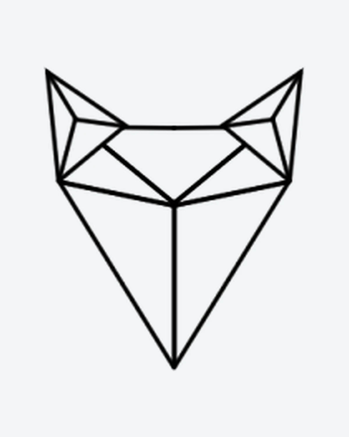 Geo Fox semi-permanent tattoo design by INKY – Fox, Geometric, Lines, Silhouette illustration, 0.5 x 0.5 in (1x1 cm), available at inkytatt.com