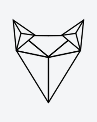 Geo Fox semi-permanent tattoo design by INKY – Fox, Geometric, Lines, Silhouette illustration, 0.5 x 0.5 in (1x1 cm), available at inkytatt.com