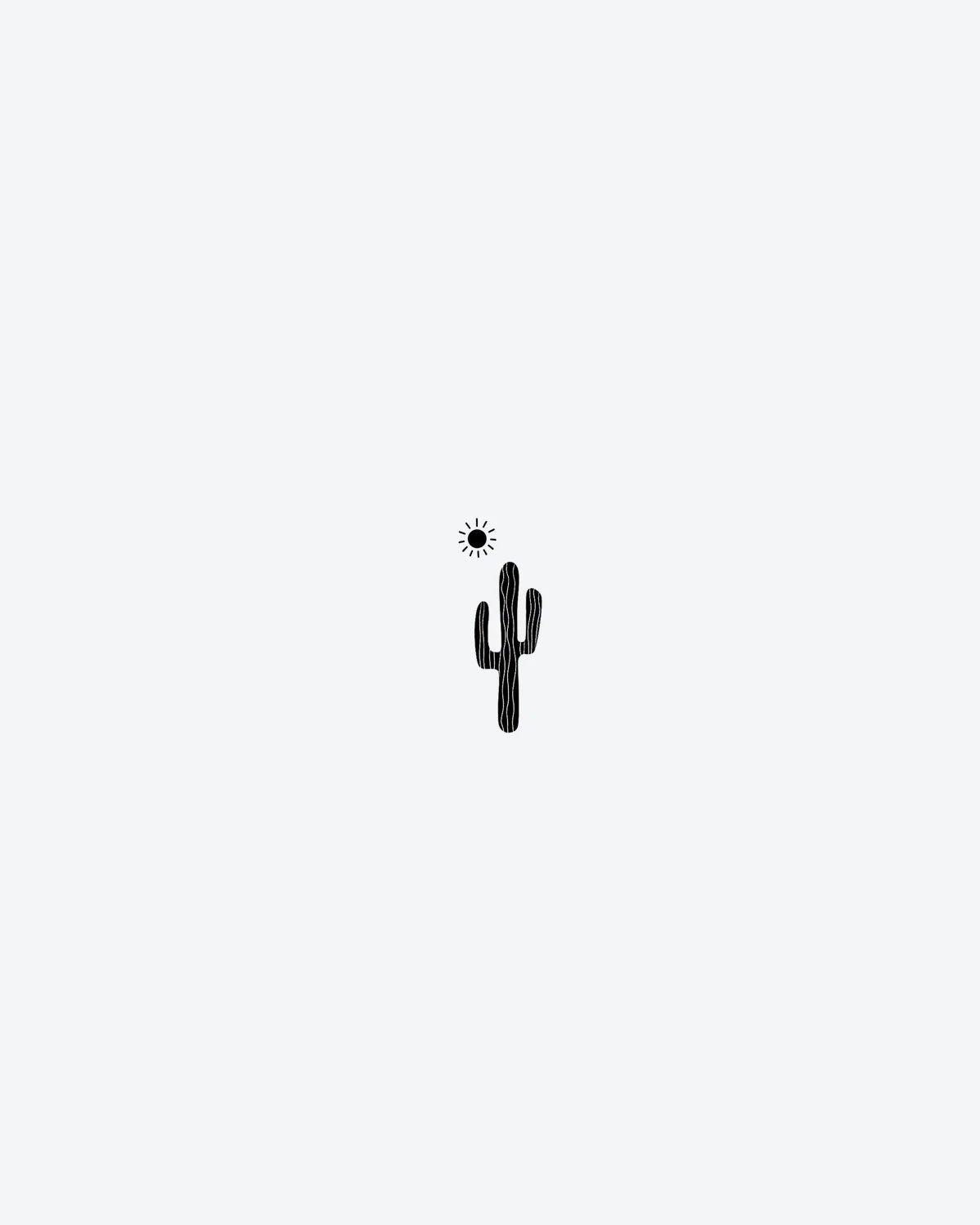 Cactus Sun semi-permanent tattoo design by INKY – Sun, Cactus, Lines, Desert illustration, 2 x 4 in (6x10 cm), available at inkytatt.com