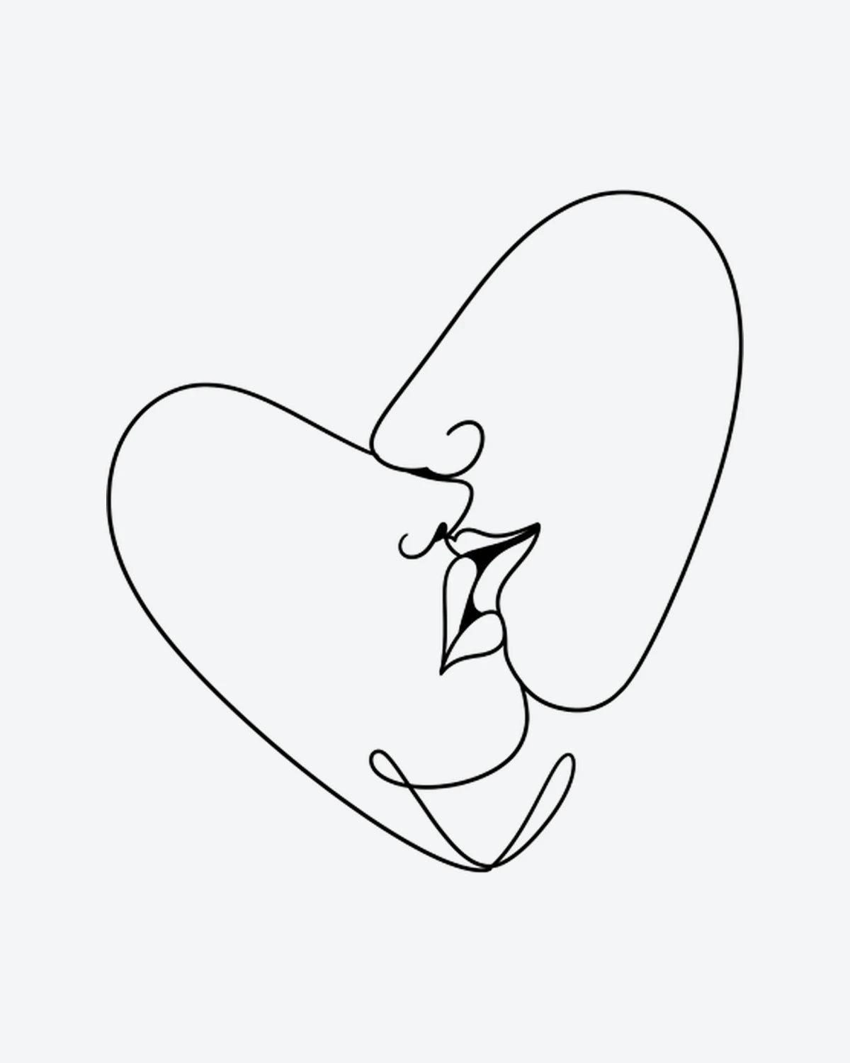 Love Line 2 semi-permanent tattoo design by INKY – Line Art, Heart, Face illustration, 3 x 3 in (7x7 cm), available at inkytatt.com