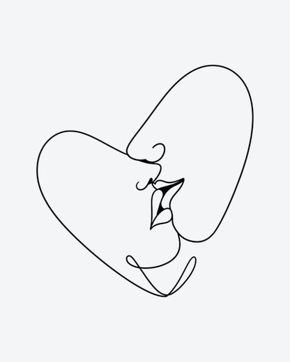 Love Line 2 semi-permanent tattoo design by INKY – Line Art, Heart, Face illustration, 3 x 3 in (7x7 cm), available at inkytatt.com