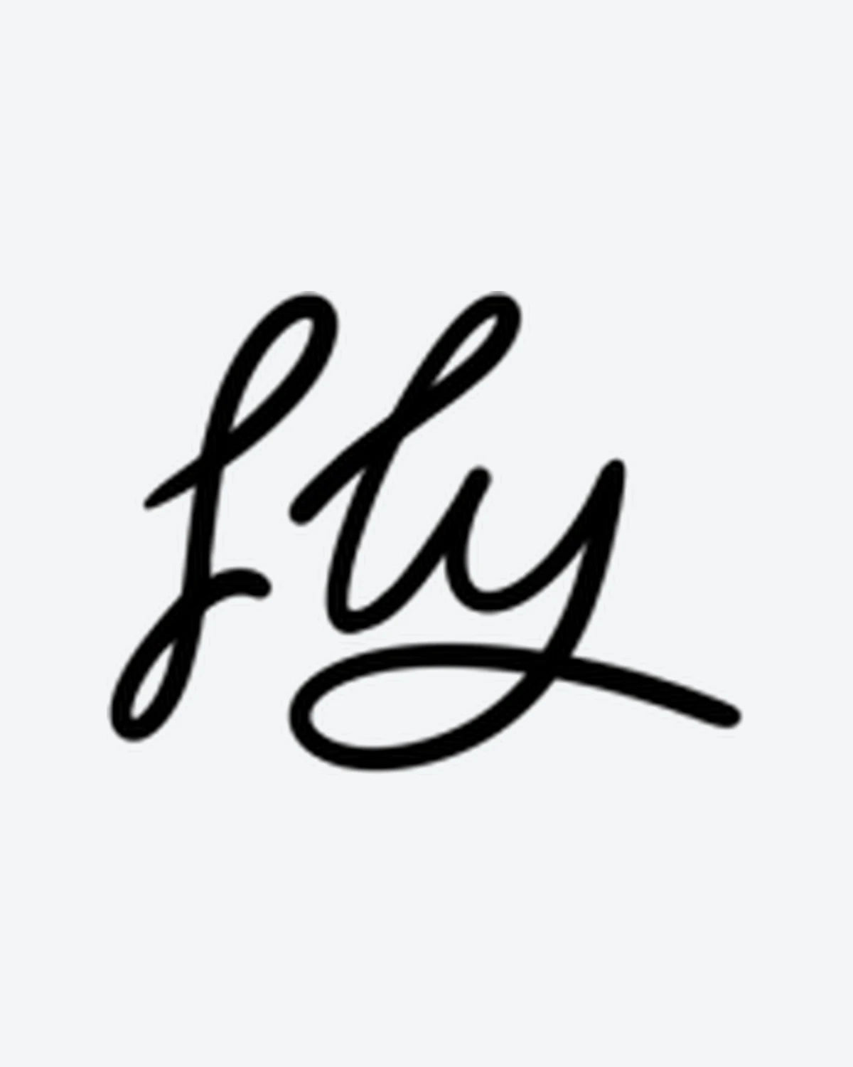 Fly Script semi-permanent tattoo design by INKY – Fly Script illustration, 2 x 2 in (4x4 cm), available at inkytatt.com