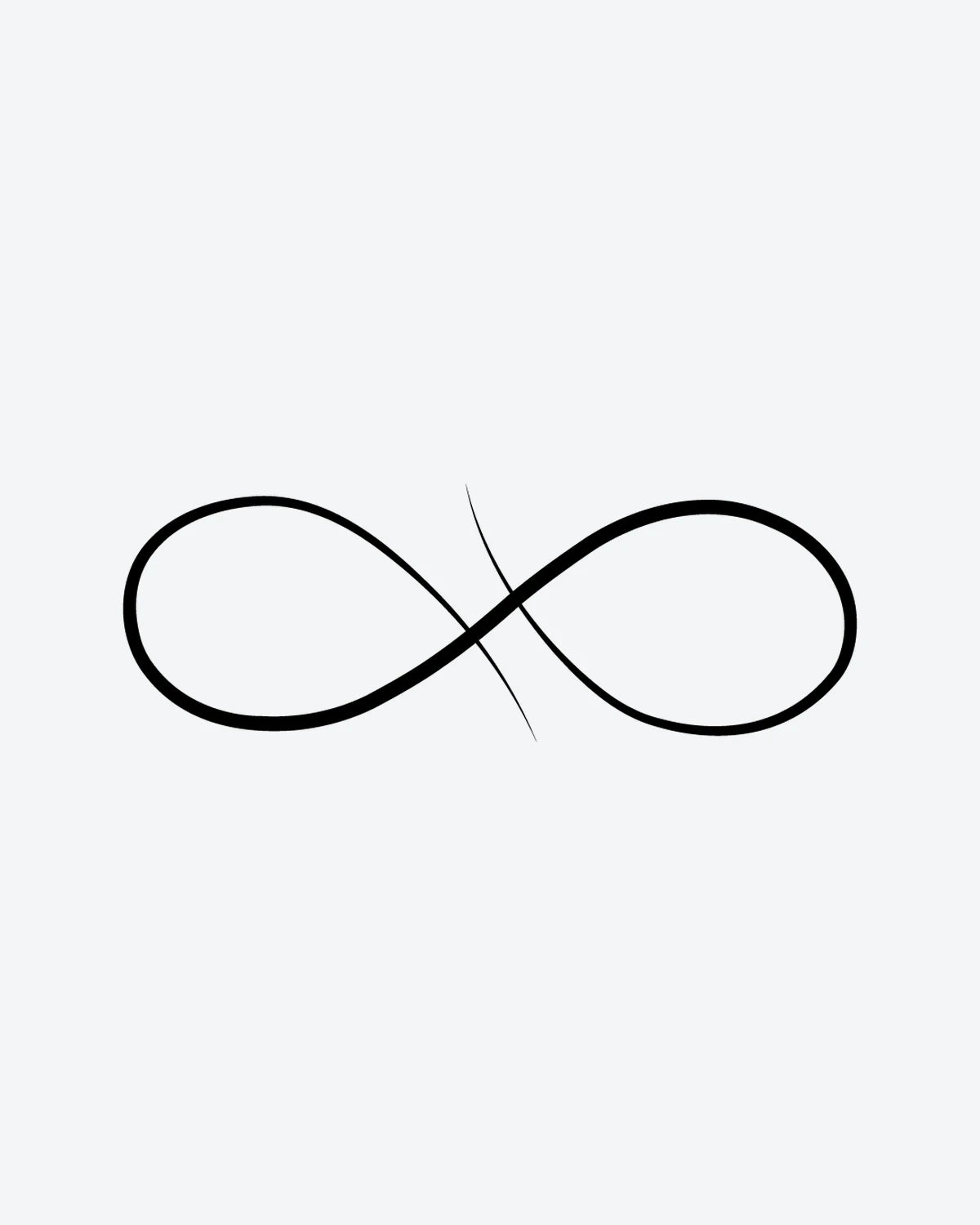Infinity Flow semi-permanent tattoo design by INKY – Infinity Symbol, Fine Line, Crosses illustration, 0.5 x 0.5 in (1x1 cm), available at inkytatt.com