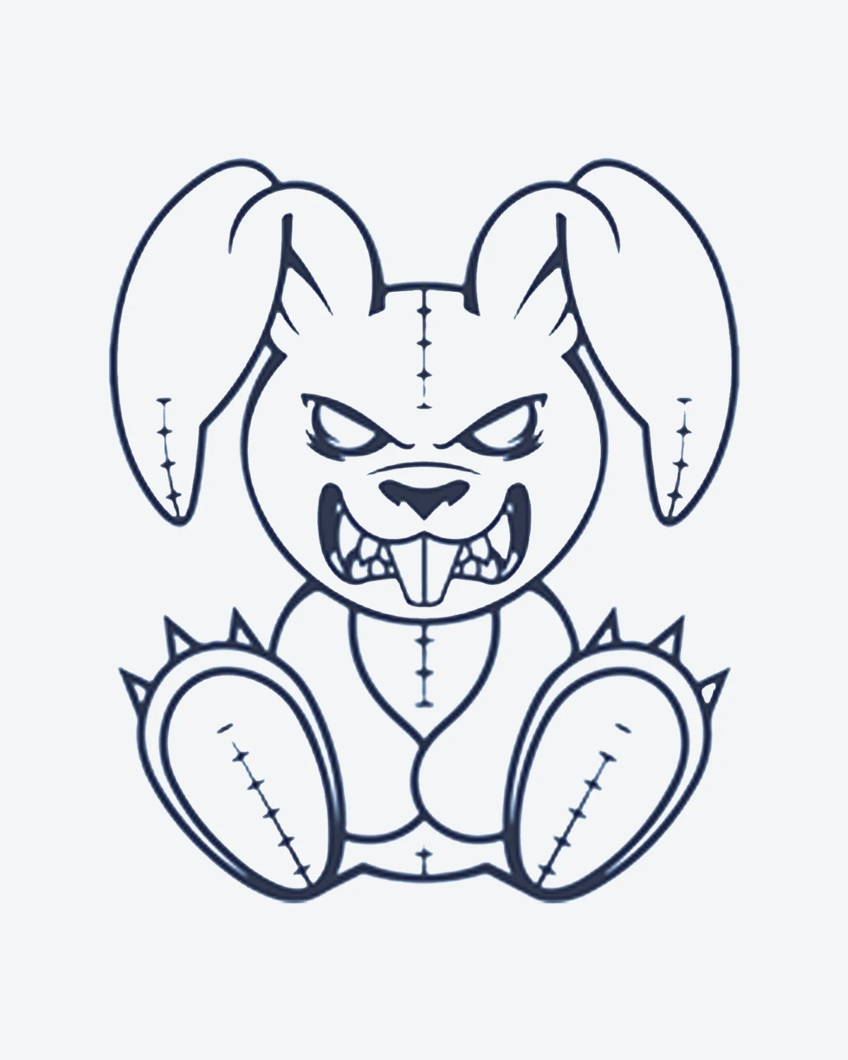 Vicious Bun semi-permanent tattoo design by INKY – Eye, Rabbit, Paw illustration, 2 x 2 in (4x4 cm), available at inkytatt.com