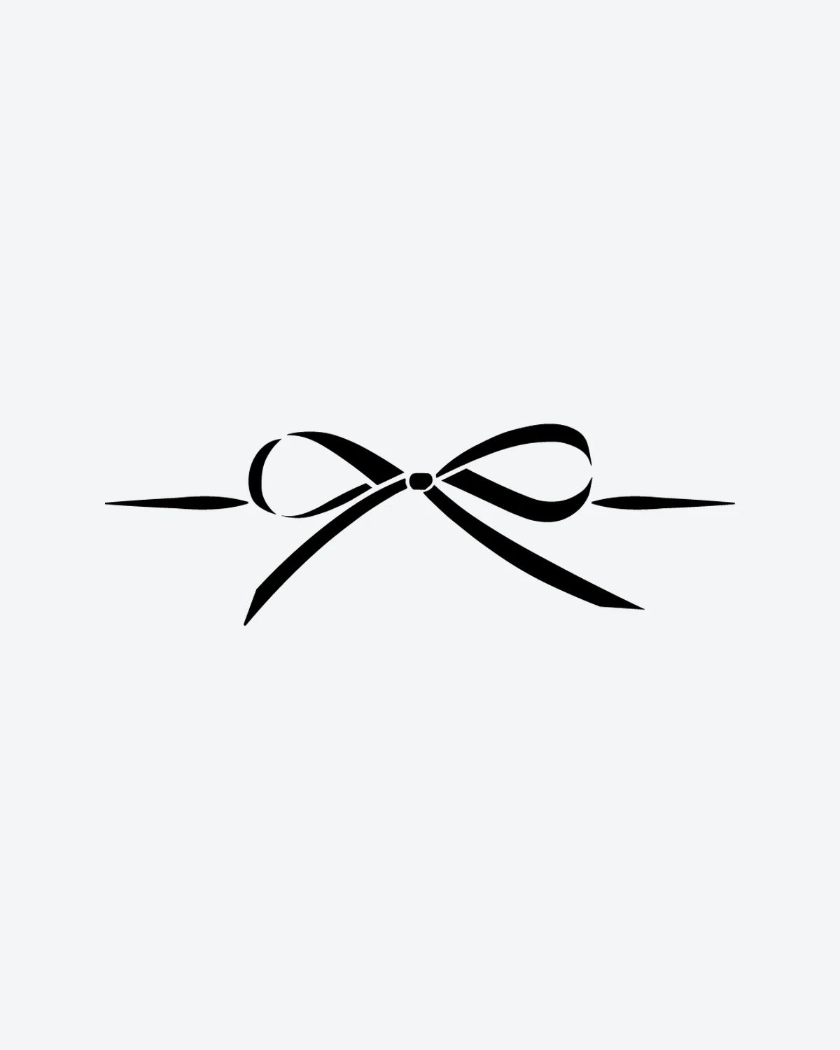 Tied Bow semi-permanent tattoo design by INKY – Ribbon, Bow, Lines illustration, 2 x 2 in (4x4 cm), available at inkytatt.com