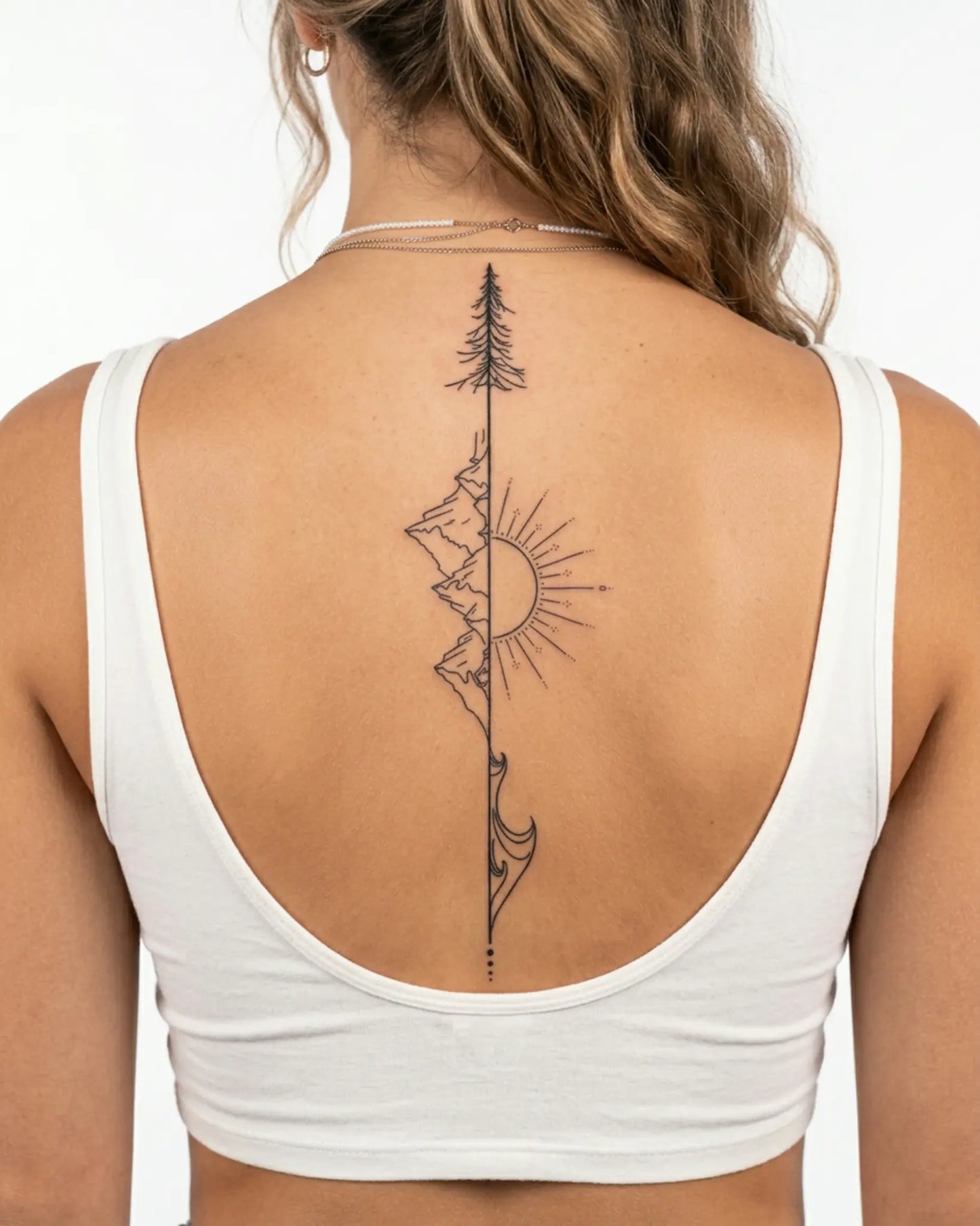 INKY Nature Line semi-permanent tattoo applied on a woman – 4 x 8 in (11x20 cm) design, realistic ink look, lasts 10 days