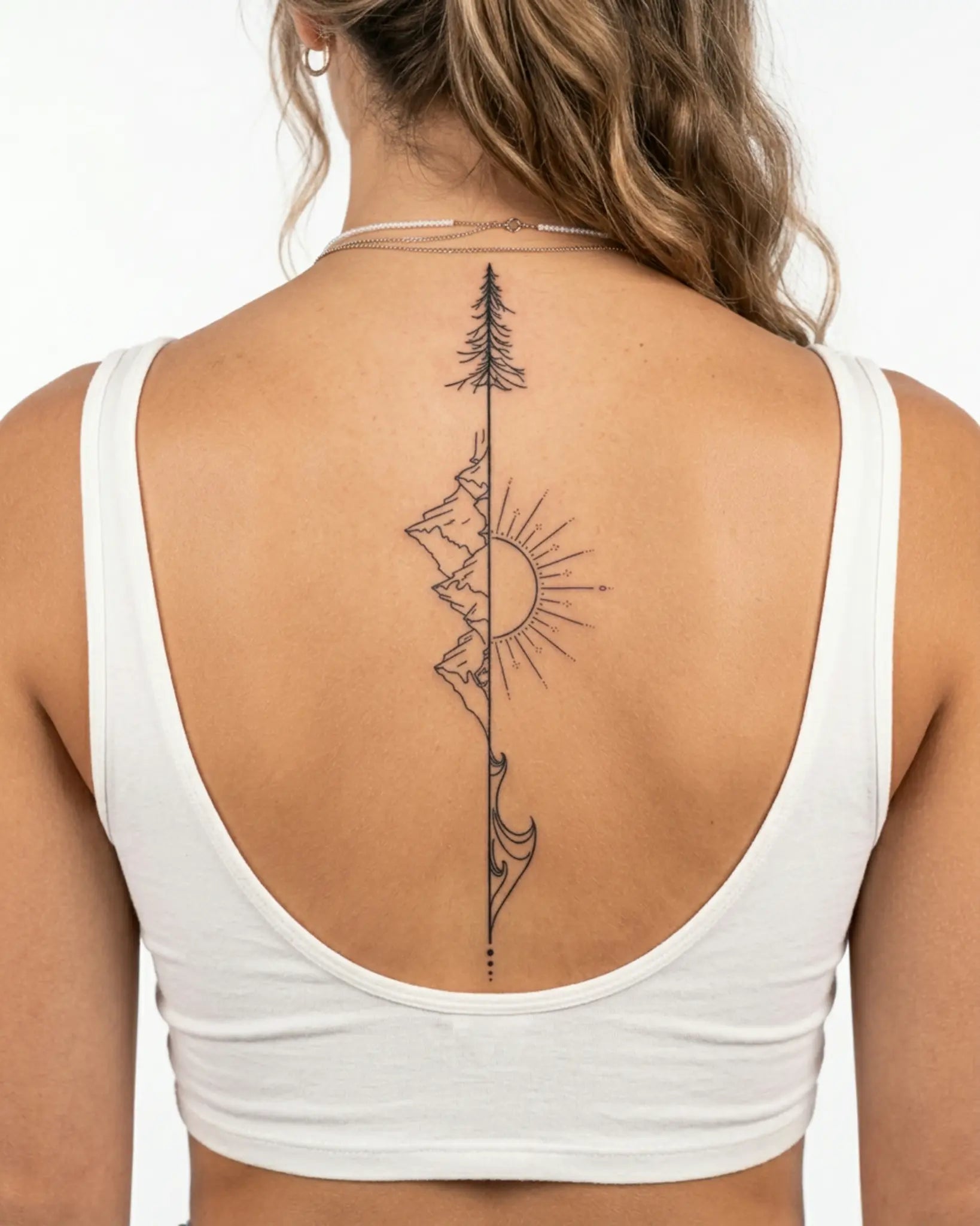 INKY Nature Line semi-permanent tattoo applied on a woman – 4 x 8 in (11x20 cm) design, realistic ink look, lasts 10 days