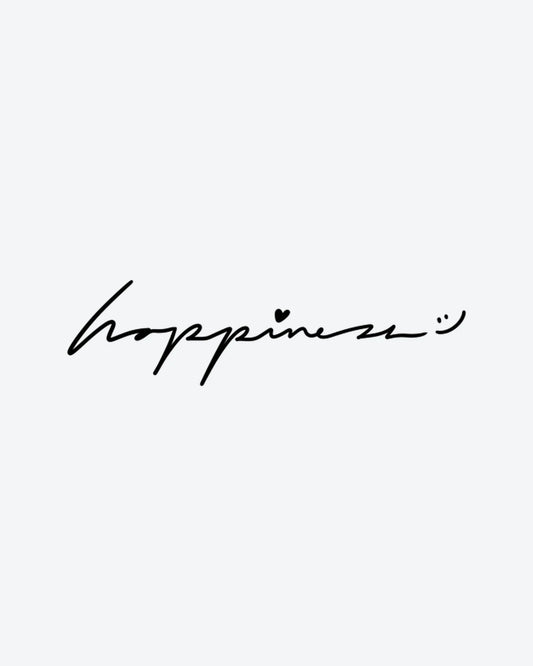 Happiness semi-permanent tattoo design by INKY – Fine Line, Heart, Face illustration, 2 x 2 in (4x4 cm), available at inkytatt.com