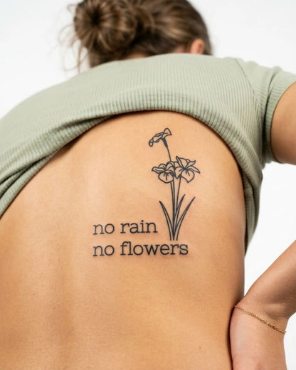 INKY No Rain Flow semi-permanent tattoo applied on a woman – 3 x 3 in (7x7 cm) design, realistic ink look, lasts 10 days
