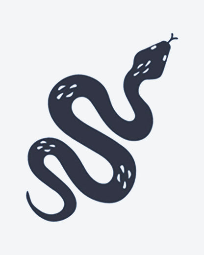 Dark Serpent semi-permanent tattoo design by INKY – Snake illustration, 2 x 2 in (4x4 cm), available at inkytatt.com