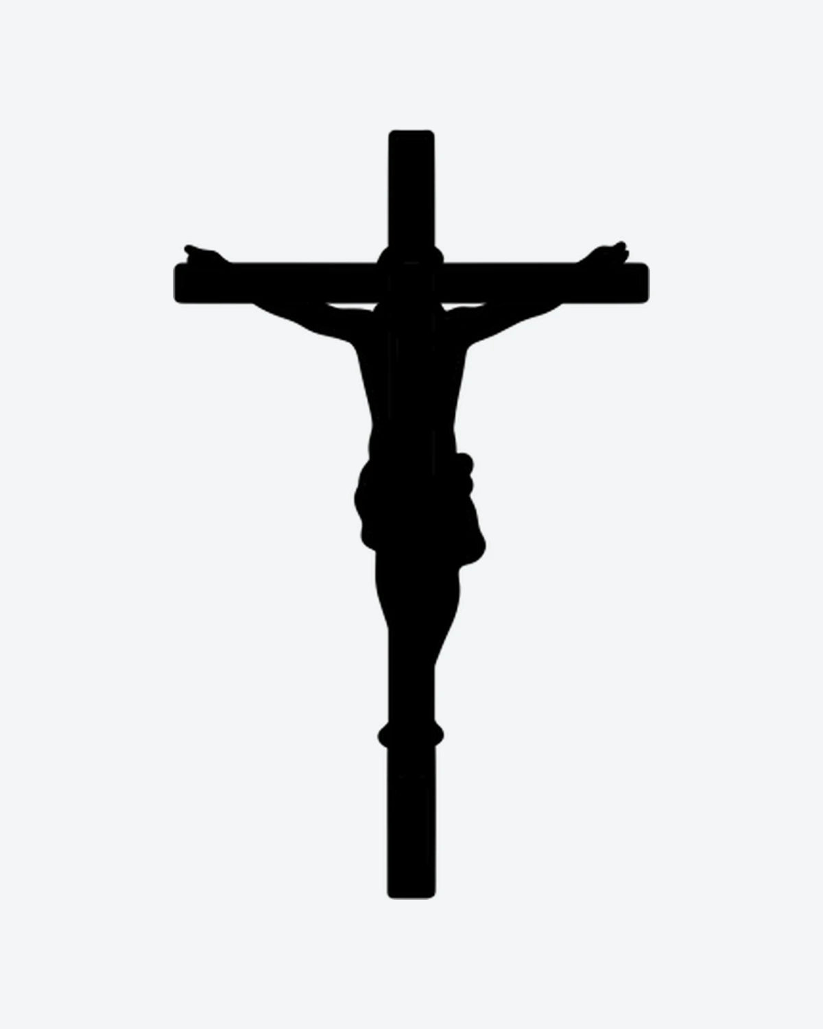 Crucifixion semi-permanent tattoo design by INKY – Cross, Silhouette illustration, 2 x 2 in (4x4 cm), available at inkytatt.com