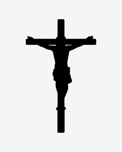 Crucifixion semi-permanent tattoo design by INKY – Cross, Silhouette illustration, 2 x 2 in (4x4 cm), available at inkytatt.com