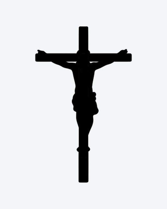 Crucifixion semi-permanent tattoo design by INKY – Cross, Silhouette illustration, 2 x 2 in (4x4 cm), available at inkytatt.com