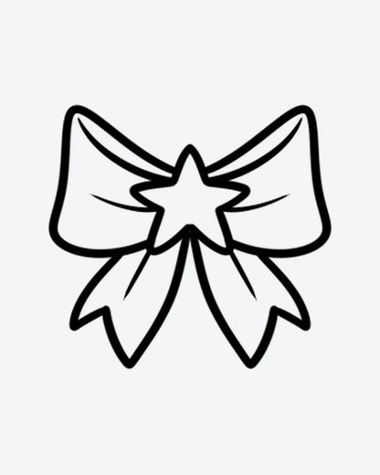 Star Bow 2 semi-permanent tattoo design by INKY – Line Art, Star, Bow illustration, 3 x 3 in (7x7 cm), available at inkytatt.com