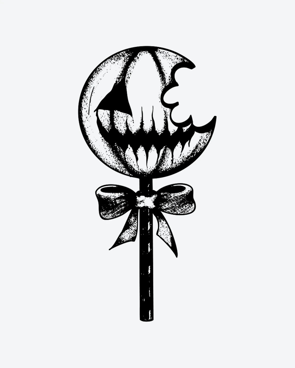 Spooky Pop semi-permanent tattoo design by INKY – Eye, Bow, Face, Lantern illustration, 2 x 4 in (6x10 cm), available at inkytatt.com