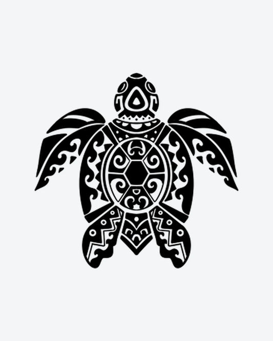 Turtle Mana semi-permanent tattoo design by INKY – Fine Line, Turtle, Hexagon, Geometric, Pattern illustration, 3 x 3 in (7x7 cm), available at inkytatt.com
