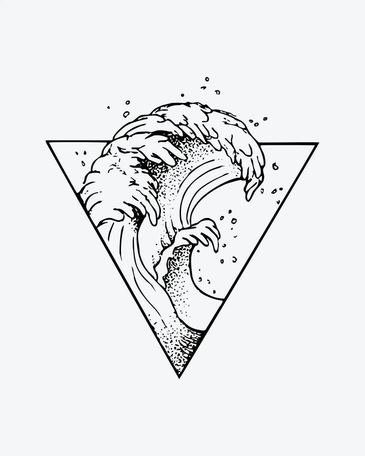 Triangle Wave semi-permanent tattoo design by INKY – Ocean Wave, Fine Line, Triangle, Geometric, Dotwork illustration, 2 x 2 in (4x4 cm), available at inkytatt.com