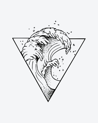 Triangle Wave semi-permanent tattoo design by INKY – Ocean Wave, Fine Line, Triangle, Geometric, Dotwork illustration, 2 x 2 in (4x4 cm), available at inkytatt.com