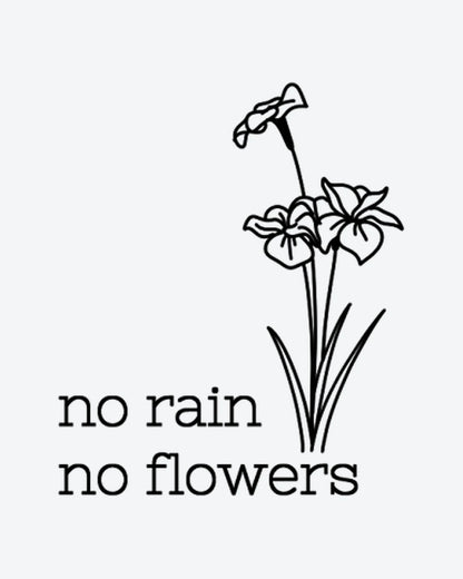 No Rain Flow 2 semi-permanent tattoo design by INKY – Fine Line, Flower, Leaves, Rain, Stem illustration, 2 x 2 in (4x4 cm), available at inkytatt.com