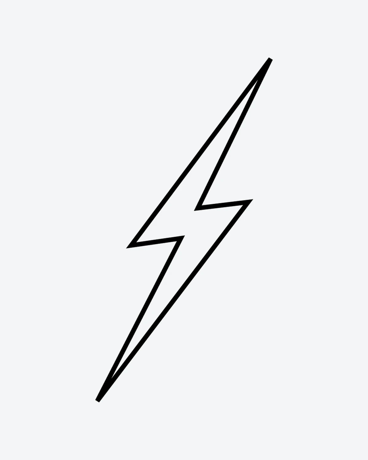 Lightning semi-permanent tattoo design by INKY – Fine Line, Lightning, Bolt, Geometric illustration, 0.5 x 0.5 in (1x1 cm), available at inkytatt.com