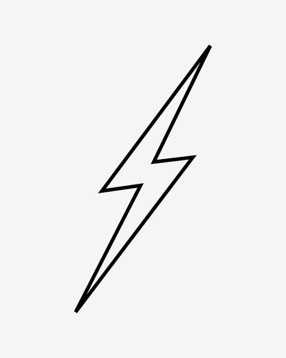 Lightning semi-permanent tattoo design by INKY – Fine Line, Lightning, Bolt, Geometric illustration, 0.5 x 0.5 in (1x1 cm), available at inkytatt.com