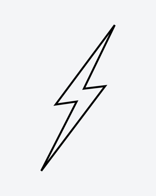 Lightning semi-permanent tattoo design by INKY – Fine Line, Lightning, Bolt, Geometric illustration, 0.5 x 0.5 in (1x1 cm), available at inkytatt.com