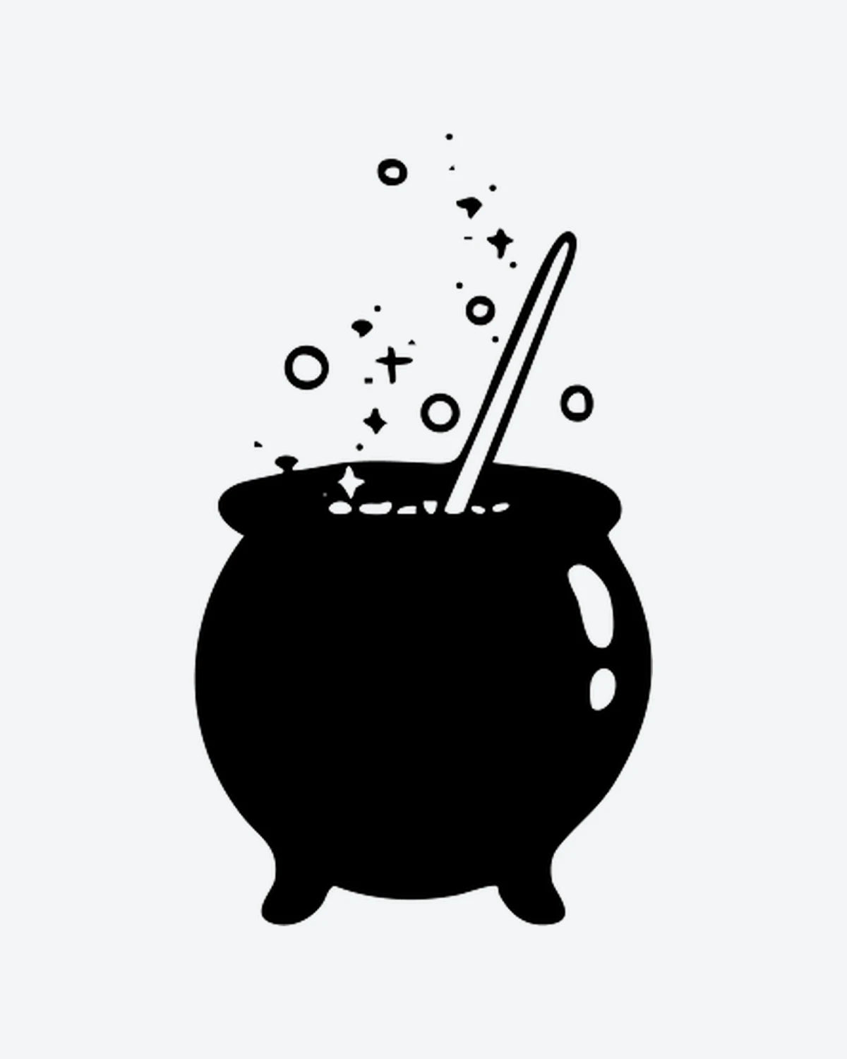 Cauldron semi-permanent tattoo design by INKY – Cauldron illustration, 0.5 x 0.5 in (1x1 cm), available at inkytatt.com
