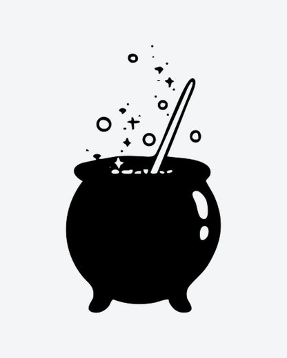 Cauldron semi-permanent tattoo design by INKY – Cauldron illustration, 0.5 x 0.5 in (1x1 cm), available at inkytatt.com