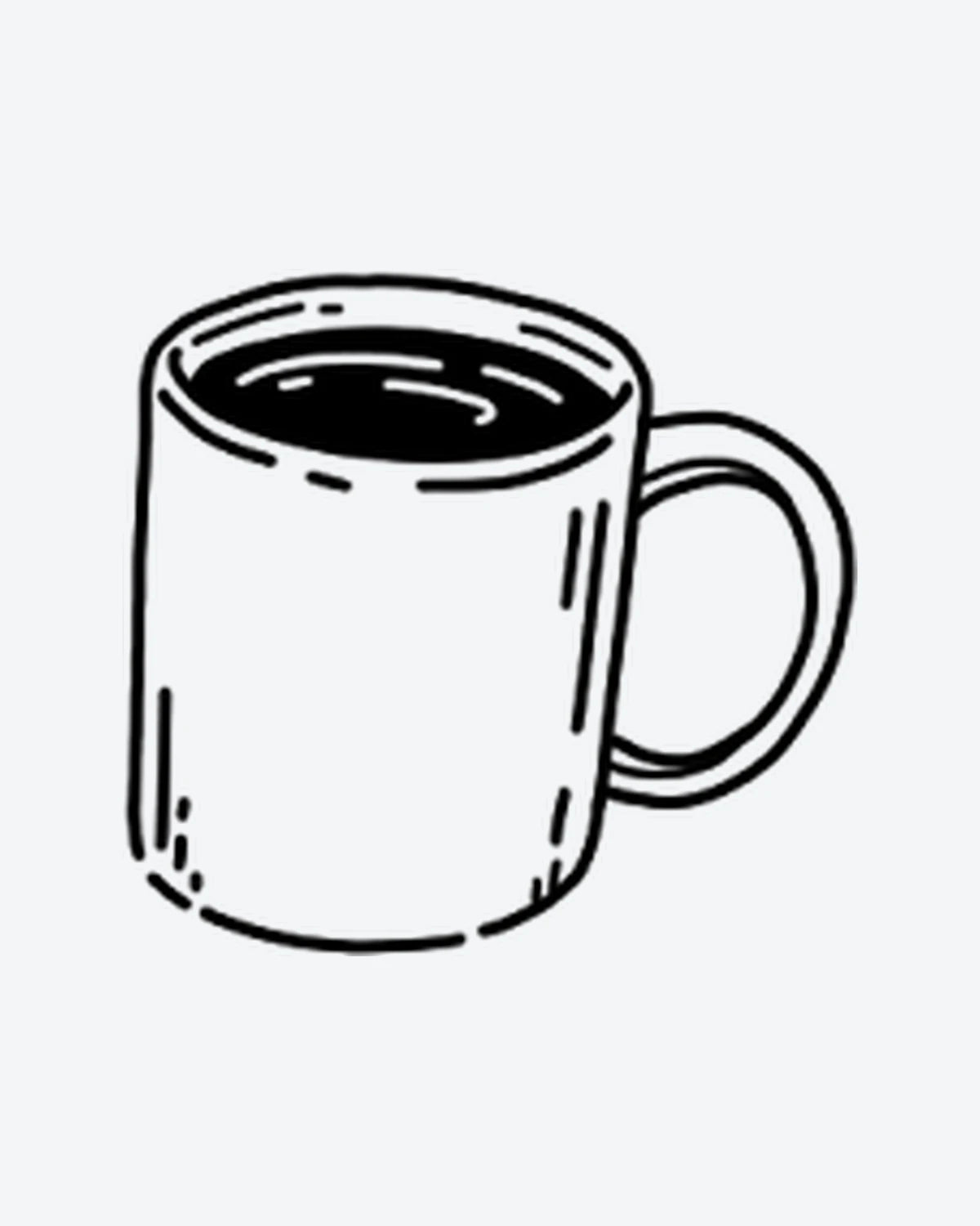 Coffee Time semi-permanent tattoo design by INKY – Hand illustration, 0.5 x 0.5 in (1x1 cm), available at inkytatt.com