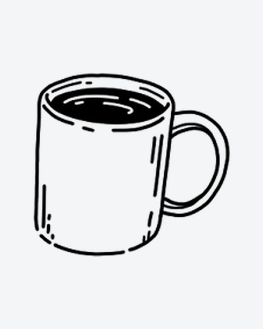 Coffee Time semi-permanent tattoo design by INKY – Hand illustration, 0.5 x 0.5 in (1x1 cm), available at inkytatt.com