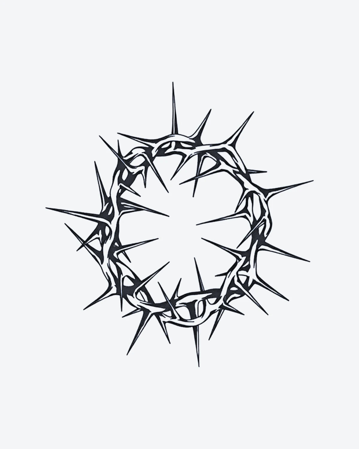 Thorn Crown semi-permanent tattoo design by INKY – Crown, Thorn illustration, 3 x 3 in (7x7 cm), available at inkytatt.com