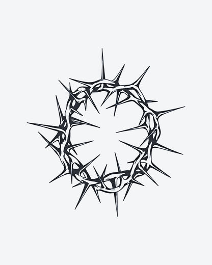 Thorn Crown semi-permanent tattoo design by INKY – Crown, Thorn illustration, 3 x 3 in (7x7 cm), available at inkytatt.com