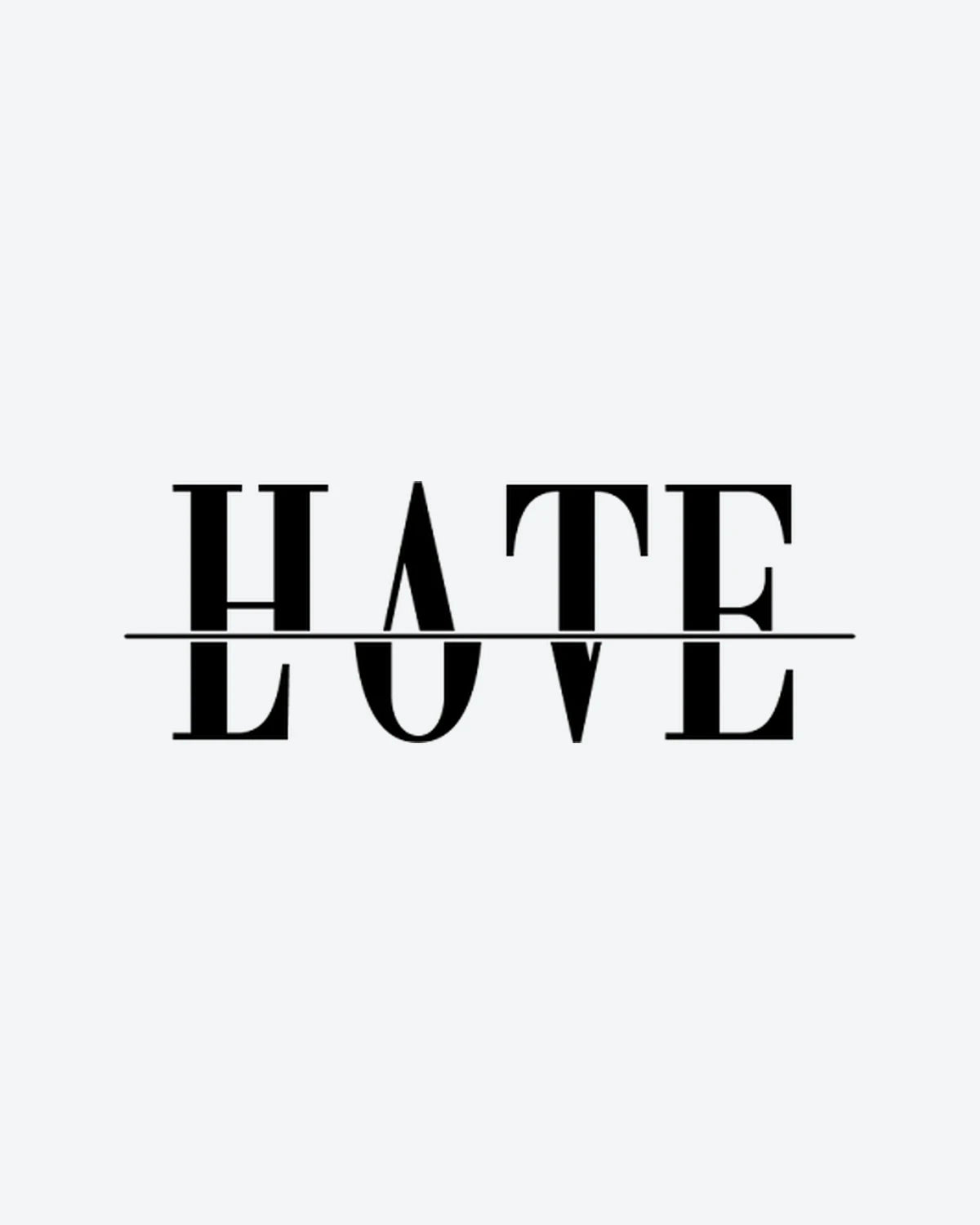 Love Hate semi-permanent tattoo design by INKY – Love Hate illustration, 2 x 2 in (4x4 cm), available at inkytatt.com
