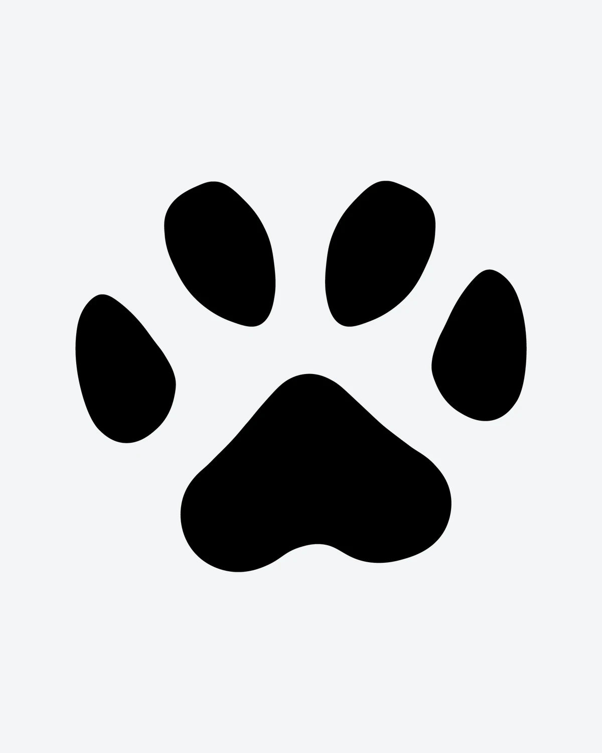 Paw Print semi-permanent tattoo design by INKY – Silhouette, Paw illustration, 0.5 x 0.5 in (1x1 cm), available at inkytatt.com