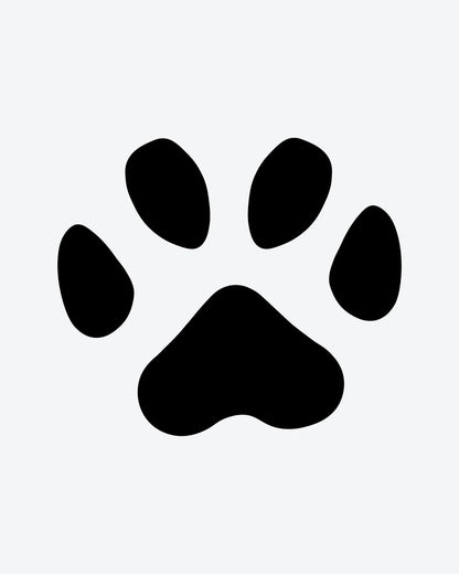 Paw Print semi-permanent tattoo design by INKY – Silhouette, Paw illustration, 0.5 x 0.5 in (1x1 cm), available at inkytatt.com