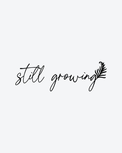Still Growing 3 semi-permanent tattoo design by INKY – Fine Line, Leaf illustration, 2 x 2 in (4x4 cm), available at inkytatt.com
