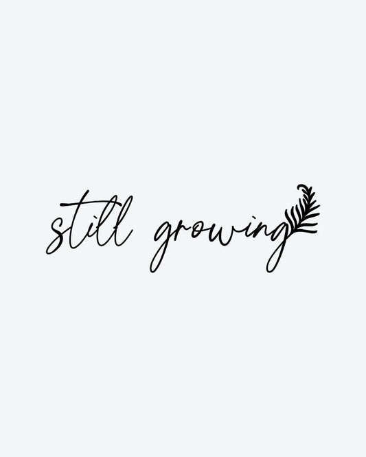 Still Growing 3 semi-permanent tattoo design by INKY – Fine Line, Leaf illustration, 2 x 2 in (4x4 cm), available at inkytatt.com