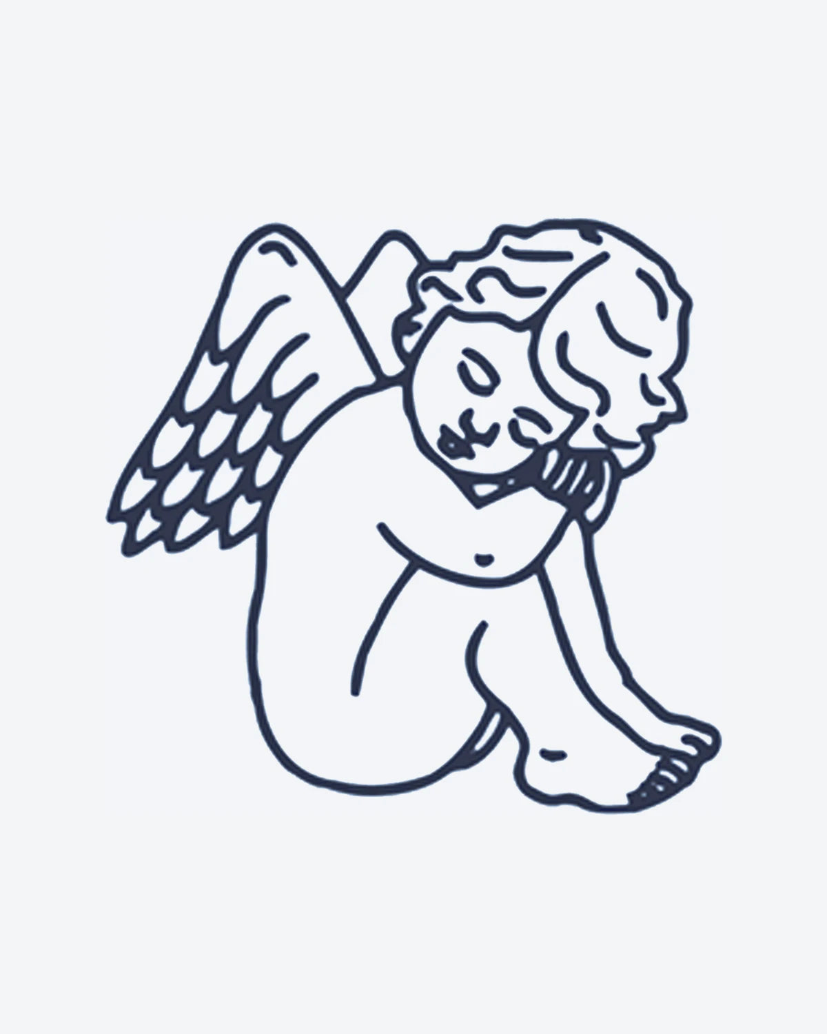 Sweet Cherub semi-permanent tattoo design by INKY – Fine Line, Eye, Wings illustration, 0.5 x 0.5 in (1x1 cm), available at inkytatt.com