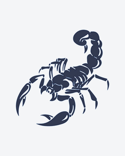 Scorpion semi-permanent tattoo design by INKY – Scorpion illustration, 2 x 2 in (4x4 cm), available at inkytatt.com